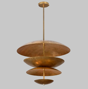 Lustre moderne en laiton, luminaire suspendu rond à plusieurs niveaux, décoration intérieure - Product Image 1