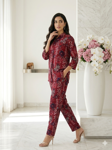 Conjunto Salwar Kameez de Diseñador para Mujer, Marca Hania Aamir, en Algodón, Corte Palazzo de Pierna Ancha y Ajuste Delgado, con Bordado Intrincado de Lentejuelas Zari, para Fiestas de Invierno - Product Image 3