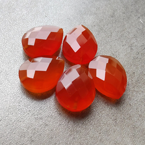 Carnelian naturel, taille briolette, coupe checker, forme poire, calibré, qualité AAA+, pour la fabrication de bijoux - Product Image 2
