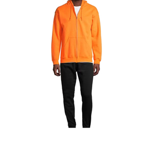 Sudadera con capucha y cremallera para hombre, color naranja, estilo casual, tejido French Terry, color sólido, para otoño, color personalizado. - Product Image 5