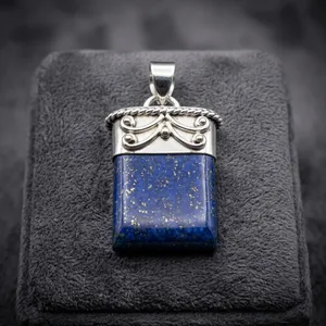 925 Sterling Silver Lapis Lazuli Pendant Bezel Setting Classic Solitaire Everyday Wear Jewelry - Product Image 3