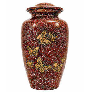 Urna Funeraria de Metal Azul Antigua con Mariposas Coloridas Grabadas, Estilo Europeo Americano, para Cenizas Humanas - Product Image 6