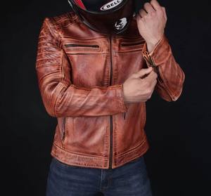 Chaqueta de Lona y Cuero Genuino Premium para Hombre, Estilo Motero Clásico Urbano Moderno, Transpirable, Resistente al Viento, Chaqueta de Invierno - Product Image 5