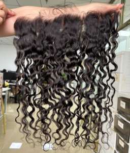 Thinnest 13x6 HD encaje <span class=keywords><strong>Frontal</strong></span> cabello humano rizado Natural prearrancado cabello de lujo buena calidad Cierre de encaje <span class=keywords><strong>Frontal</strong></span> Super completo - Product Image 6