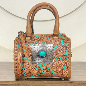 Sac Speedy en cuir véritable façonné à la main, petit sac à main en forme de baril en cuir de vachette, sac de voyage et sac à main tendance pour femme, idéal pour un usage quotidien - Product Image 4