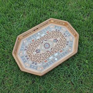 ชุดถาดไม้แปดเหลี่ยมทำมือ – ถาดเสิร์ฟลายโมเสกฝังมุก - Product Image 3