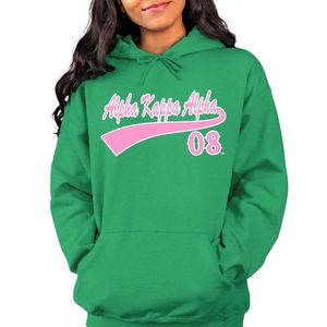 Sudadera con Capucha Personalizada con Logotipo Frontal para Invierno, en Verde y Rosa, para Hermandades Griegas - Product Image 1