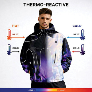 Trendy Color Changing Nylon <b>Jacket</b> Thermochromic Streetwear Heat Reactive <b>Zip</b> <b>Up</b> Windbreaker Waterproof <b>Jacket</b> for men OEM Bulk - Product Image 2