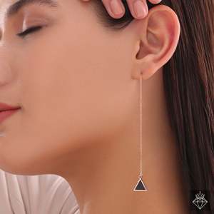 PRAO Triangle Noir Émail Fil Danglers Boucles D'oreilles À La Mode - Product Image 5