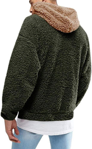 Sudadera con Capucha para Hombre, Color Verde Oliva, Corte Holgado, Informal, con Bolsillos, Manga Larga, para Invierno - Product Image 2