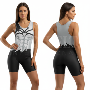 Traje de Lucha Libre Cómodo y Ajustado, Sublimado Personalizado, Mono Deportivo sin Mangas, Uniforme de Entrenamiento de Grappling - Product Image 3