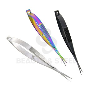 Professional Spring Action Cuticle Scissors Collection featuring Rainbow Plasma, Matte Black, and <b>Sandblasted</b> Silver - Product Image 6