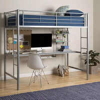 Cama Litera Reclinable de Estilo Moderno y Alta Calidad, Estructura de Metal y Hierro, Tapicería de Algodón Plateado, Muebles de Dormitorio para Adultos y Estudiantes