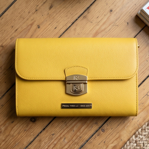 Pochette en cuir mini Regal Three LLC, orange et noir, style vintage, fermeture éclair, sac à main en cuir pour femme - Product Image 4