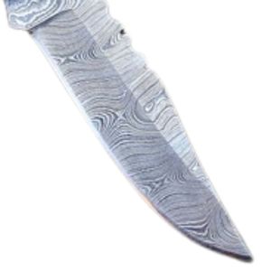 Cuchillos Plegables Artesanales con Hoja de Acero con Patrón de Damasco Hecha a Mano, Mango de Hueso, Diseño Compacto de Bolsillo con Funda de Cuero para Actividades al Aire Libre - Product Image 4