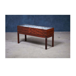 Pot de table moderne en bois et métal avec finition en bois naturel de forme carrée Design unique pour la décoration de jardin - Product Image 5