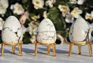 Oeuf d'agate Howlite fait à la main pierre naturelle Quartz Yoni sculpté sphère artisanat Feng Shui guérison décoration de la maison cadeau prix de gros - Product Image 5