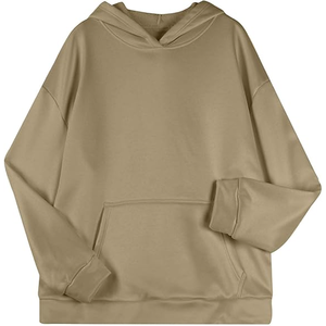 Sweat à capuche en polaire marron clair pour homme, fabrication OEM ODM, vente en gros, couleur unie, sweat à capuche d'hiver, fabrication sur mesure - Product Image 2
