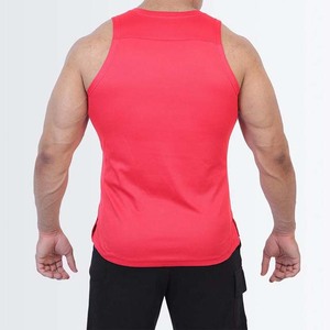 Camiseta sin Mangas Roja para Hombre, Cuello Redondo, Color Sólido, Tejido Transpirable, Corte Casual - Product Image 2