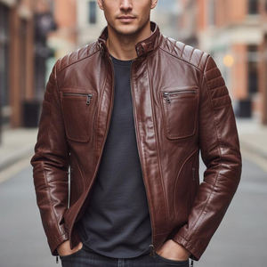 Chaqueta de Cuero Genuino para Hombre, Estilo Casual, Piel de Vaca, Transpirable, Impermeable, Ecológica, Ligera, para Uso Diario - Product Image 4