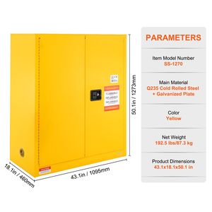 Armadio per lo stoccaggio di liquidi infiammabili in acciaio laminato a freddo da 43,1x18,1x50,1 pollici, 34 galloni, antideflagrante, per prodotti chimici - Nuovo - Product Image 3