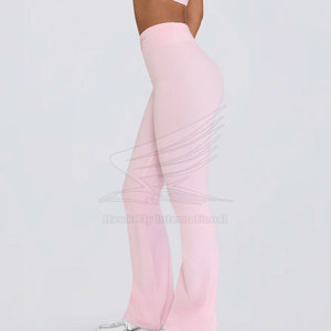 Legging de yoga personnalisé en Spandex et Polyester, taille élastique, coupe évasée unie pour femme, style unique - Product Image 3