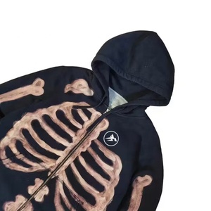 Wholesale Winter Tie Dye <b>Skeleton</b> <b>Hoodies</b> Men Unisex High Quality 100% Cotton Custom Sublimation Printing - Product Image 2