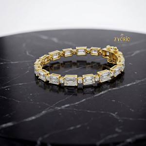 สร้อยข้อมือเงินสเตอริงประดับเพชรปลูกในห้องทดลองสีทองสร้างขึ้นโดยมีดีไซน์คลาสสิกเก๋ไก๋ของขวัญปาร์ตี้สำหรับผู้หญิง - Product Image 1