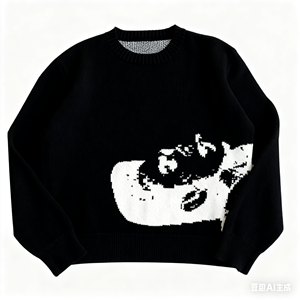 Sweat-shirt gris à col rond pour homme, imprimé de dessins animés brodés, logo personnalisé, coupe classique, pull en tricot, décontracté pour l'hiver - Product Image 6