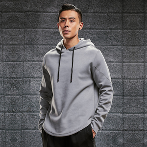 Sweat-shirt à capuche noir clair pour homme, coupe classique, couleur unie, décontracté, en coton tricoté, pour l'automne - Product Image 5