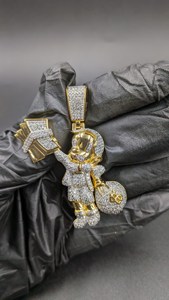 จี้เพชรโมอิสซาไนต์รูปการ์ตูนเด็กชายสุดหรูหรา ประดับเพชรแบบ Iced Out เงินแท้ 925 สไตล์ฮิปฮอป ของขวัญเครื่องประดับสุดเท่ - Product Image 2