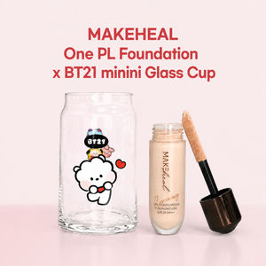 MAKEHEAL One PL Foundation X BT21 Mini Edición Especial Set Vaso de Vidrio Aleatorio Líquido Hidratante de Larga Duración y Cobertura Total Tono Claro - Product Image 1