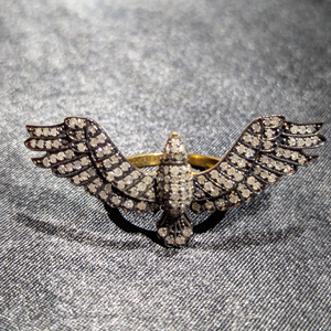 Anillo REYES de estilo victoriano con alas de águila y diamantes naturales, plata de ley 925 con baño de rodio negro, anillos llamativos con diseño de pájaro para mujer - Product Image 1