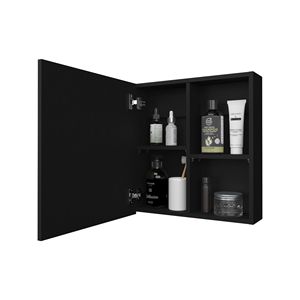 Armadietto Portamedicinali Morenci Nero a 1 Anta con Specchio Incluso, Specchi da Bagno - Product Image 6