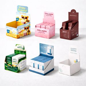 Caja de exhibición de mostrador de papel con laminación mate ecológica personalizada, lista para usar, con corte fácil, para bolsas y sobres de venta al por menor - Product Image 2