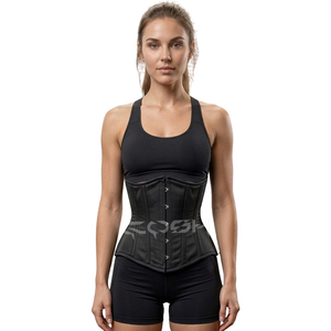 Heavy Duty Gothic Black Cotton <b>Underbust</b> Corset Waist Trainer 24 Steel Boned Body Shaper Corset Supplier - Product Image 3