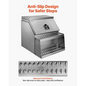 24\" X 27.5\" X 25.4\" Heavy Duty Aluminum Semi-Truck <b>Side</b> Mount Tool Box Waterproof <b>Side</b> Storage Saddle Step Box - Product Image 6