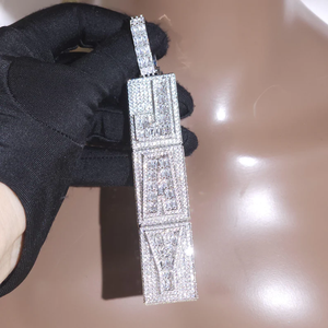 Starspire Jewels Luxury Super Bling Hip Hop Men's 925 Sterling <b>Silver</b> Emerald Cut Rhodium Plated Micro Insert VVS Moissanite - Product Image 6