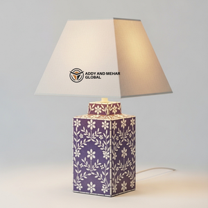 Modern Bone Inlay <b>Table</b> <b>Lantern</b> Geometric Floral Nightstand Light Premium Handicraft Decorative Accent <b>Lamp</b> for Living Room - Product Image 1