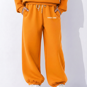 Custom Made <b>Ladies</b> Jogger Sweat Pants & Trousers Breathable Soft Baggy Wide Straight Leg Winter Lace Decoration Sweatpants - Product Image 1