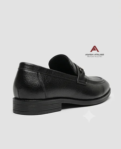 Mocassins en cuir synthétique pour hommes, chaussures plates de qualité supérieure à enfiler avec bout rond texturé pour le bureau, les affaires et l'usage quotidien - Product Image 4