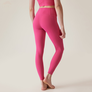 Leggings de yoga pour femmes, de haute qualité, sans couture, tricotés, antibactériens, respirants, taille haute, unis, pour entraînement décontracté, grandes tailles - Product Image 3
