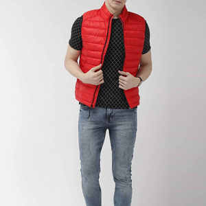 Chaleco Acolchado Horizontal Rojo Brillante para Hombre, de Poliéster, sin Mangas, con Cuello Alto, Retención de Calor, Cómodo, en Oferta - Product Image 4