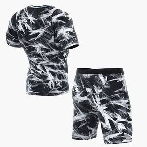 Ensemble de sport pour homme personnalisé professionnel à motifs, 2 pièces, compression, séchage rapide, t-shirt et short sublimés, ensemble d'entraînement fitness - Product Image 5