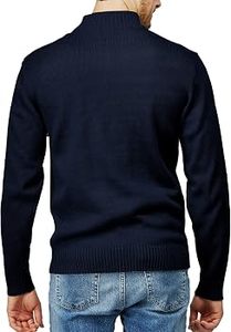 Sudadera Azul Ajustada con Cuello Alto y Cierre de Cremallera, para Hombre, 100% Algodón, Forro Polar, Impermeable y Ecológica - Product Image 2