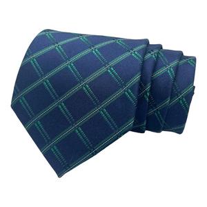 Men Blue Check Pattern <b>Tie</b> and Pocket Square Set Stylish <b>Polyester</b> Necktie | Formal Business Wedding Gift OEM Bulk Supply India - Product Image 1