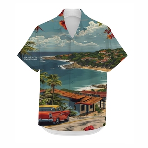 เสื้อเชิ้ตชายสำหรับวันหยุดฤดูร้อน กระดุมทรงแตร พิมพ์ลายทรอปิคอลทั้งตัว ผ้าโพลีเอสเตอร์น้ำหนักเบา แห้งเร็ว ระบายอากาศดี สวมใส่สบาย เหมาะสำหรับชายหาด - Product Image 2