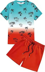 Conjuntos de Camisetas de Algodón 100% Tejidas al por Mayor para Hombre, Conjuntos Deportivos Casuales de Secado Rápido, Conjunto de Dos Piezas de Camiseta y Pantalones Cortos para Hombre - Product Image 2