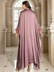 AN11850 Abaya Elegante y Modesta con Bordado al por Mayor para Mujer, Manga Larga, Poliéster Transpirable, para Oración Diaria, Talla Única, Dubai, Ramadán - Product Image 5