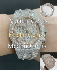 Montre Homme de Luxe à Cadran en Verre Cristal Diamant Quartz Analogique, Boîtier en Acier Inoxydable Moissanite, Style Affaires, Étanchéité 10 ATM - Product Image 1